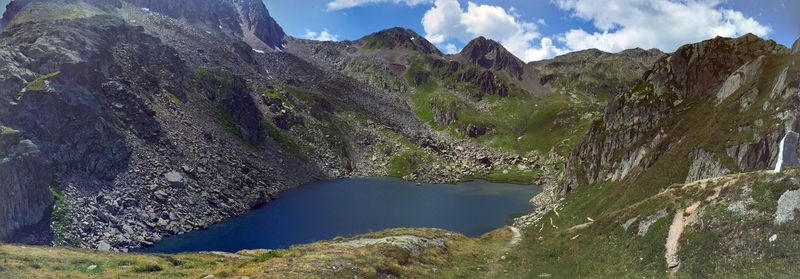 Panoramic view of mountains against sky