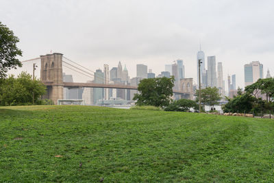 Brooklyn bridge with new york skyline