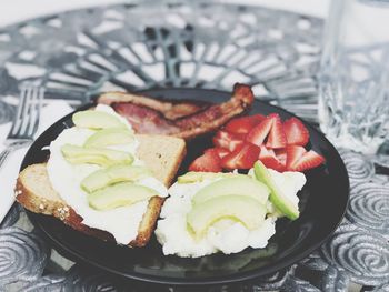 Close-up of fruit salad in plate