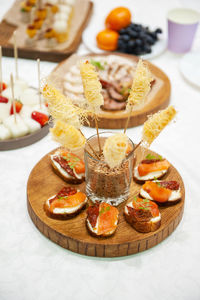 High angle view of food on table