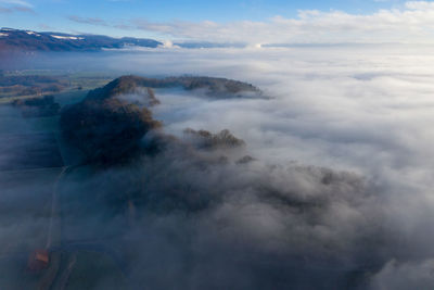 Aerial view of mountains against sky