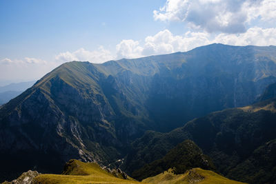 Scenic view of mountains against sky