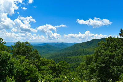 Scenic view of mountains against cloudy sky