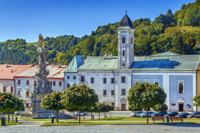 Church of st. francis on main square in kremnica, slovakia