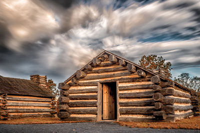 Low angle view of old building against sky