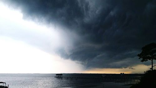 Scenic view of sea against cloudy sky
