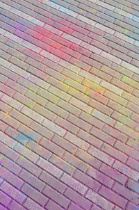 High angle view of multi colored pattern on footpath