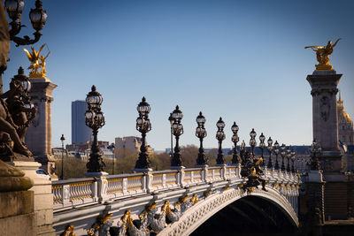 Panoramic view of bridge against clear sky