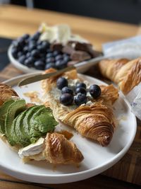 Close-up of breakfast served on table