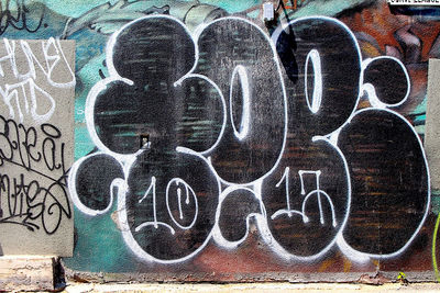 Close-up of graffiti on wall