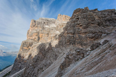 Low angle view of rock formations