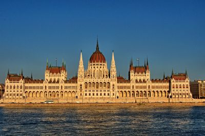Hungarian parliament against clear sky