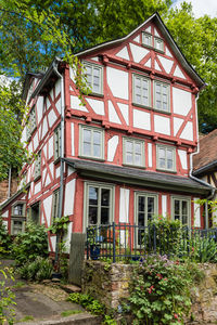 Houses with trees in background