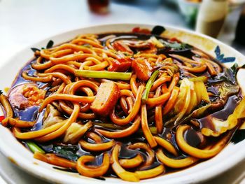 Close-up of pasta in plate