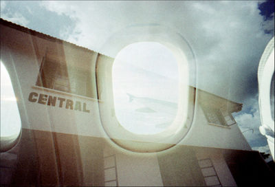 Close-up of airplane window