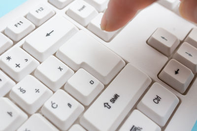 Low angle view of computer keyboard