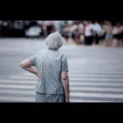 Rear view of woman standing