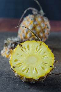 Close-up of lemon on table