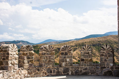 Clouds over mountain range