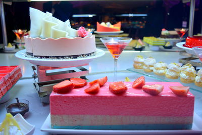 View of cake on table