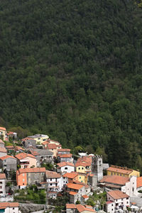 High angle view of buildings in city