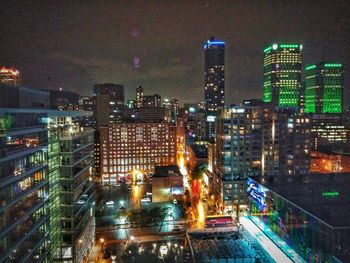 Illuminated cityscape at night