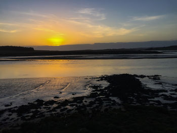 Scenic view of sea at sunset