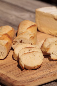 Close-up of breads on cutting board
