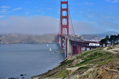 Golden gate bridge over sea