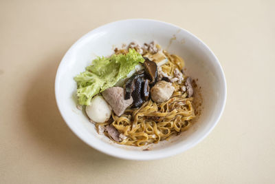 High angle view of meal served in bowl