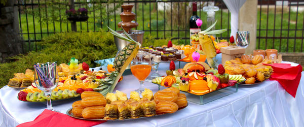 Various fruits on table