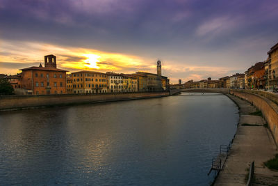 View of bridge over river in city