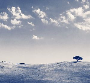 Scenic view of landscape against sky during winter