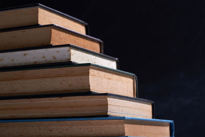 Close-up of stack of books