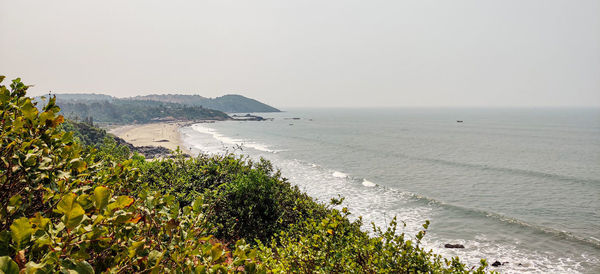 Scenic view of sea against clear sky