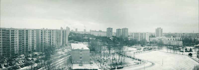 View of residential district in winter