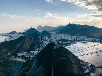 High angle view of city during winter