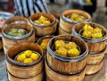 Vegetables in basket on table