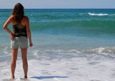 Woman standing on beach