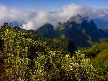 Scenic view of mountains against sky