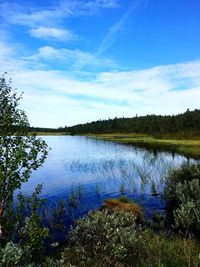 Scenic view of lake against sky