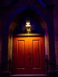 Closed door of building