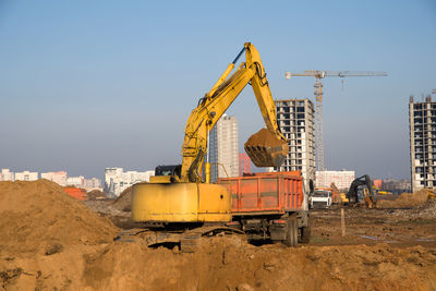 Construction site against clear sky