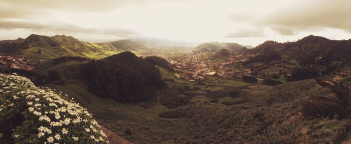 Scenic view of mountains against sky