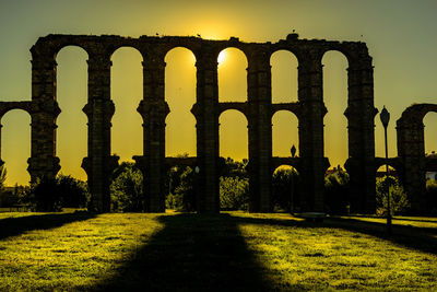 View of old ruin building against sky during sunset