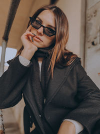 Young woman wearing mask