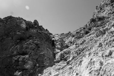 Scenic view of rocky mountains against clear sky