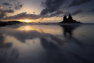 Scenic view of sea against sky during sunset