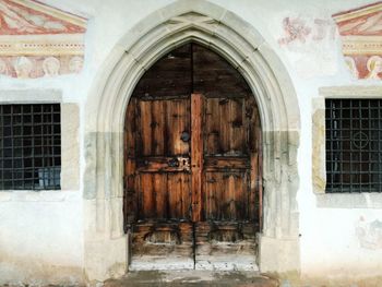 Closed door of old building