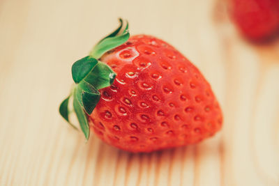 Close-up of strawberries on table